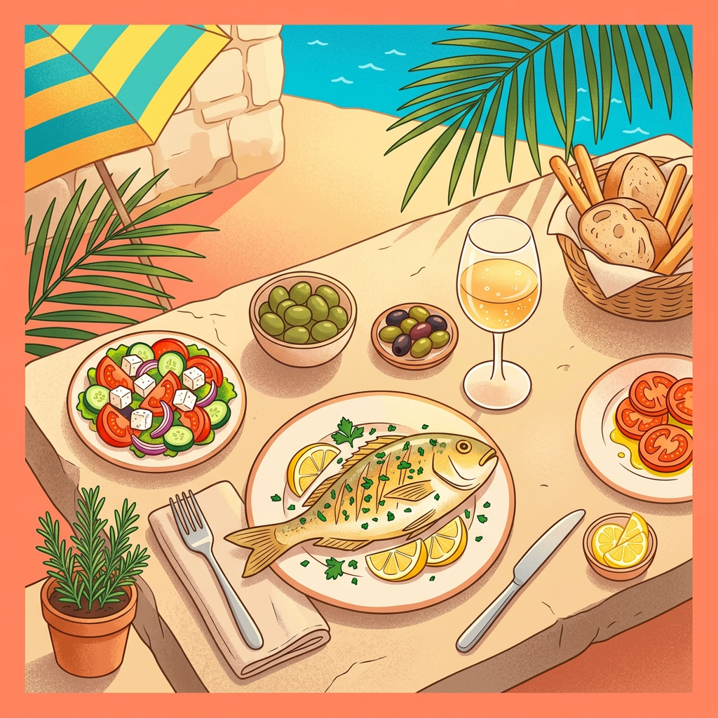 riba, salata, more — ručak na rivi